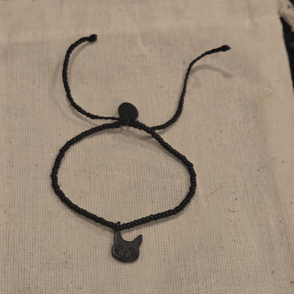 Pura Vida Black Matte Cat Seed Bead Bracelet from 2016 Limited Edition